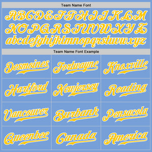 Custom Light Blue Gold-White Authentic Split Fashion Baseball Jersey