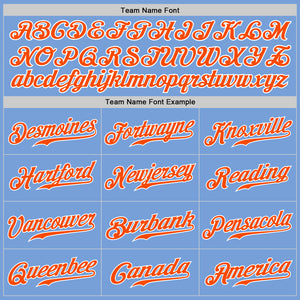 Custom Light Blue Orange-White Authentic Split Fashion Baseball Jersey