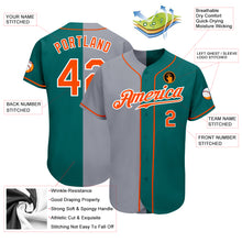 Load image into Gallery viewer, Custom Teal Orange-Gray Authentic Split Fashion Baseball Jersey
