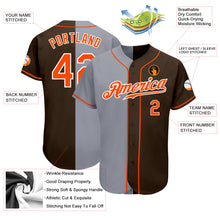 Load image into Gallery viewer, Custom Brown Orange-Gray Authentic Split Fashion Baseball Jersey
