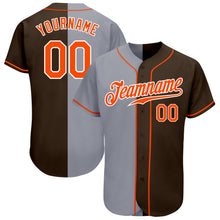 Load image into Gallery viewer, Custom Brown Orange-Gray Authentic Split Fashion Baseball Jersey
