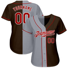 Load image into Gallery viewer, Custom Brown Red-Gray Authentic Split Fashion Baseball Jersey
