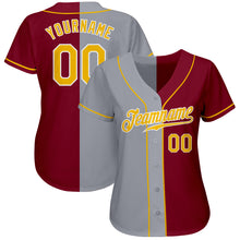 Load image into Gallery viewer, Custom Crimson Gold-Gray Authentic Split Fashion Baseball Jersey
