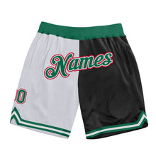 Load image into Gallery viewer, Custom White Kelly Green-Black Authentic Throwback Split Fashion Basketball Shorts
