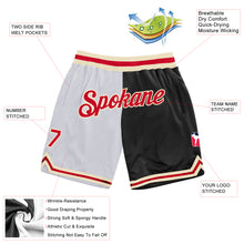 Load image into Gallery viewer, Custom White Red-Black Authentic Throwback Split Fashion Basketball Shorts
