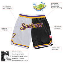 Load image into Gallery viewer, Custom White Purple-Black Authentic Throwback Split Fashion Basketball Shorts
