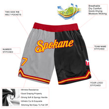 Load image into Gallery viewer, Custom Gray Gold-Black Authentic Throwback Split Fashion Basketball Shorts
