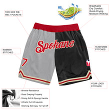 Load image into Gallery viewer, Custom Gray Red-Black Authentic Throwback Split Fashion Basketball Shorts
