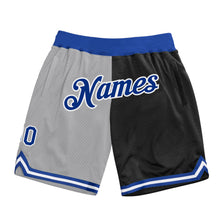 Load image into Gallery viewer, Custom Gray Royal-Black Authentic Throwback Split Fashion Basketball Shorts

