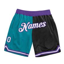 Load image into Gallery viewer, Custom Teal White-Black Authentic Throwback Split Fashion Basketball Shorts
