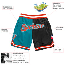 Load image into Gallery viewer, Custom Teal Orange-Black Authentic Throwback Split Fashion Basketball Shorts
