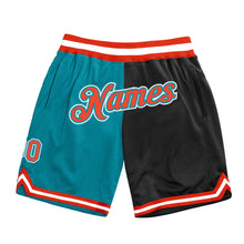 Load image into Gallery viewer, Custom Teal Orange-Black Authentic Throwback Split Fashion Basketball Shorts
