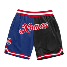 Load image into Gallery viewer, Custom Royal Red-Black Authentic Throwback Split Fashion Basketball Shorts
