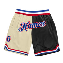 Load image into Gallery viewer, Custom Cream Royal-Black Authentic Throwback Split Fashion Basketball Shorts
