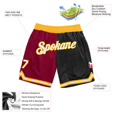 Load image into Gallery viewer, Custom Maroon White-Black Authentic Throwback Split Fashion Basketball Shorts
