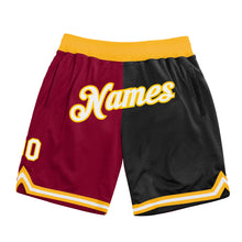 Load image into Gallery viewer, Custom Maroon White-Black Authentic Throwback Split Fashion Basketball Shorts
