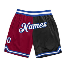 Load image into Gallery viewer, Custom Maroon White-Black Authentic Throwback Split Fashion Basketball Shorts
