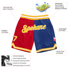 Load image into Gallery viewer, Custom Red Gold-Royal Authentic Throwback Split Fashion Basketball Shorts
