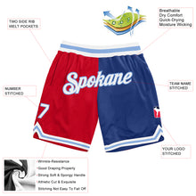 Load image into Gallery viewer, Custom Red White-Royal Authentic Throwback Split Fashion Basketball Shorts
