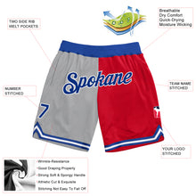 Load image into Gallery viewer, Custom Gray Royal-Red Authentic Throwback Split Fashion Basketball Shorts
