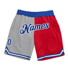 Load image into Gallery viewer, Custom Gray Royal-Red Authentic Throwback Split Fashion Basketball Shorts
