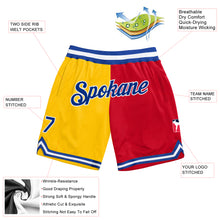 Load image into Gallery viewer, Custom Gold Royal-Red Authentic Throwback Split Fashion Basketball Shorts
