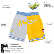 Load image into Gallery viewer, Custom White Gold-Light Blue Authentic Throwback Split Fashion Basketball Shorts
