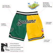 Load image into Gallery viewer, Custom Kelly Green Black-Gold Authentic Throwback Split Fashion Basketball Shorts
