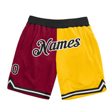 Load image into Gallery viewer, Custom Maroon Black-Gold Authentic Throwback Split Fashion Basketball Shorts
