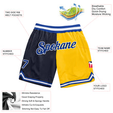 Load image into Gallery viewer, Custom Navy Royal-Gold Authentic Throwback Split Fashion Basketball Shorts
