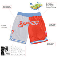 Load image into Gallery viewer, Custom White Orange-Light Blue Authentic Throwback Split Fashion Basketball Shorts
