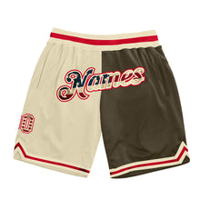 Load image into Gallery viewer, Custom Cream Vintage USA Flag-Olive Authentic Throwback Split Fashion Basketball Shorts
