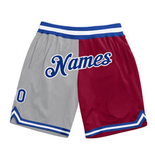 Load image into Gallery viewer, Custom Gray Royal-Maroon Authentic Throwback Split Fashion Basketball Shorts
