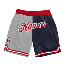 Load image into Gallery viewer, Custom Gray Red-Navy Authentic Throwback Split Fashion Basketball Shorts
