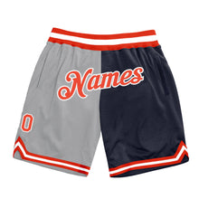 Load image into Gallery viewer, Custom Gray Orange-Navy Authentic Throwback Split Fashion Basketball Shorts
