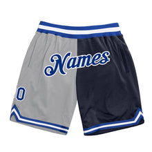 Load image into Gallery viewer, Custom Gray Royal-Navy Authentic Throwback Split Fashion Basketball Shorts
