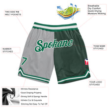 Load image into Gallery viewer, Custom Gray Kelly Green-Hunter Green Authentic Throwback Split Fashion Basketball Shorts
