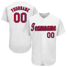 Load image into Gallery viewer, Custom White Red-Navy Baseball Jersey
