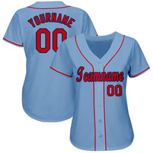 Load image into Gallery viewer, Custom Light Blue Red-Navy Baseball Jersey
