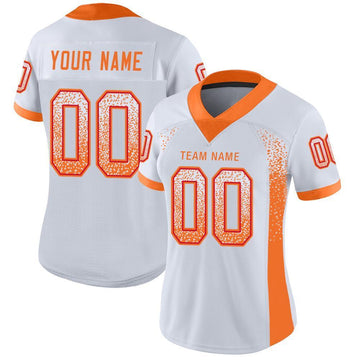 Custom White Orange-Red Mesh Drift Fashion Football Jersey