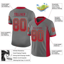 Load image into Gallery viewer, Custom Gray Red-Orange Mesh Drift Fashion Football Jersey
