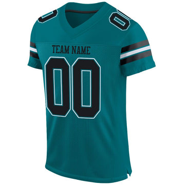 Custom Teal Black-White Mesh Authentic Football Jersey - Fcustom