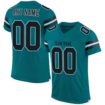 Custom Teal Black-White Mesh Authentic Football Jersey - Fcustom