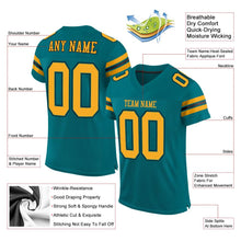 Load image into Gallery viewer, Custom Teal Gold-Black Mesh Authentic Football Jersey - Fcustom
