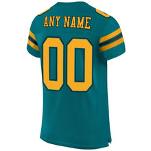 Load image into Gallery viewer, Custom Teal Gold-Black Mesh Authentic Football Jersey - Fcustom
