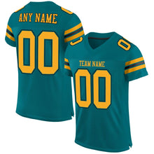 Load image into Gallery viewer, Custom Teal Gold-Black Mesh Authentic Football Jersey - Fcustom
