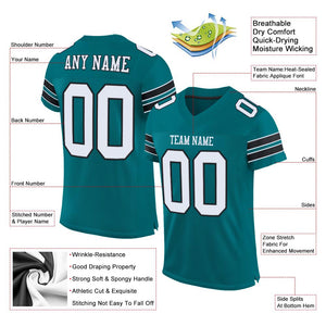 Custom Teal White-Black Mesh Authentic Football Jersey - Fcustom