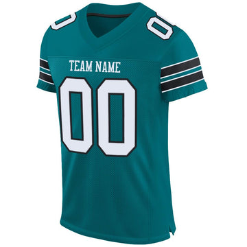 Custom Teal White-Black Mesh Authentic Football Jersey - Fcustom