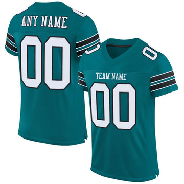 Custom Teal White-Black Mesh Authentic Football Jersey - Fcustom