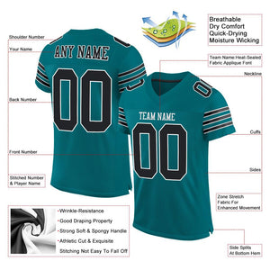 Custom Teal Black-White Mesh Authentic Football Jersey - Fcustom